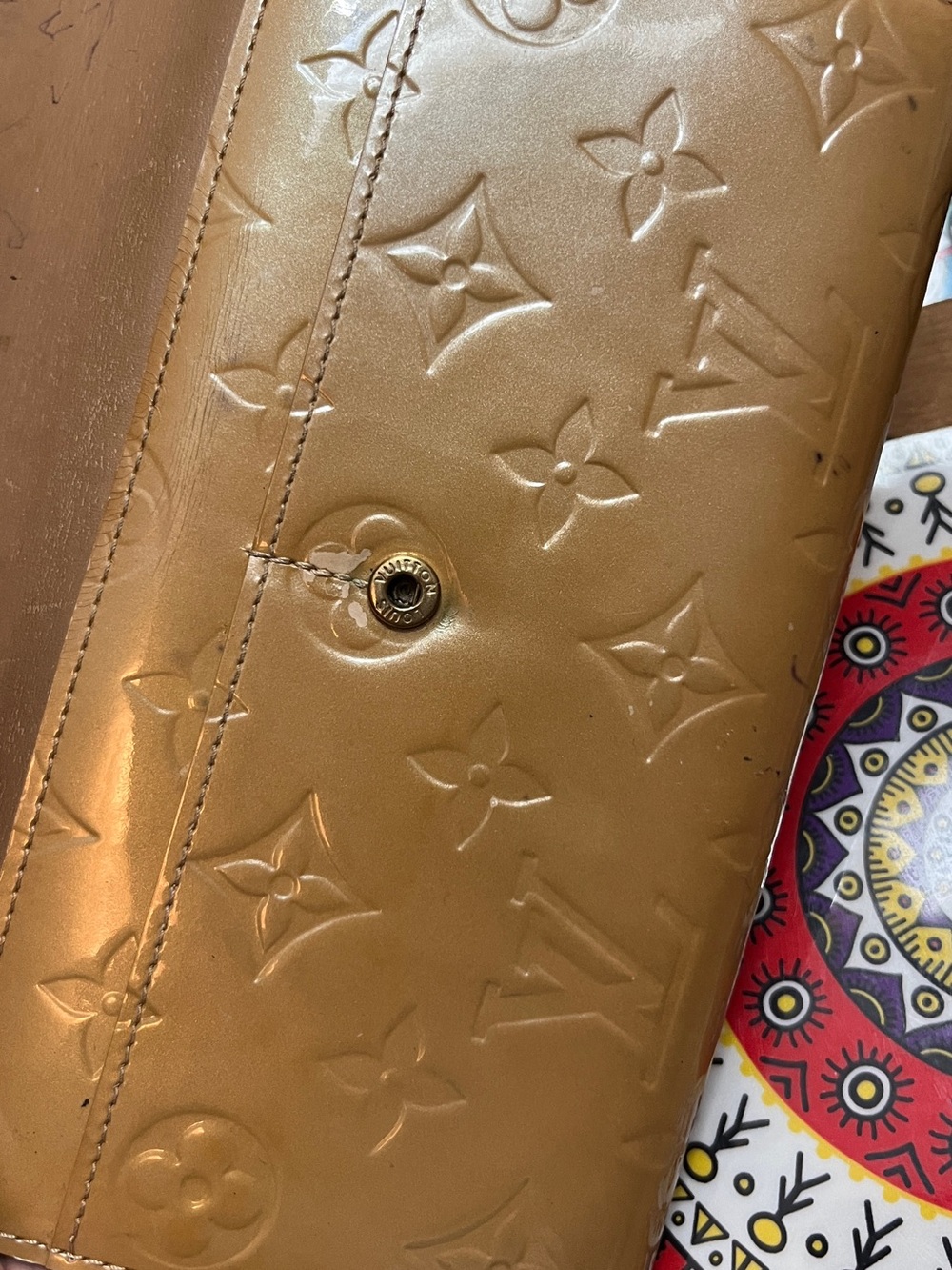 Louis Vuitton Vernis Monogram Shiny Golden Wallet project authentic - Picture 9 of 16